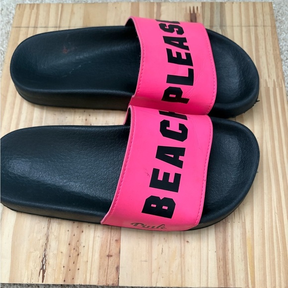 Victoria's Secret PINK Women's Slide Sandals "BEACH PLEASE" Size Small - Picture 4 of 5